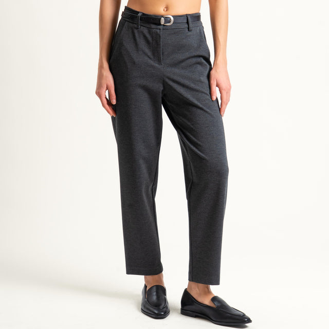 Tensione in-Pantalone punto milano con cintura - grigio