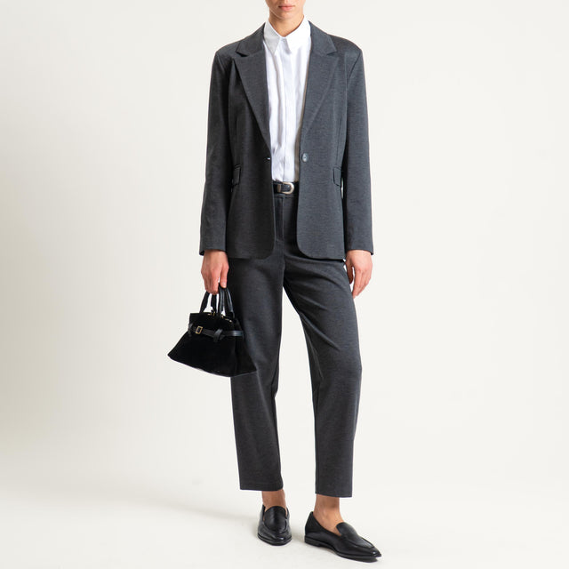 Tensione in-Pantalone punto milano con cintura - grigio