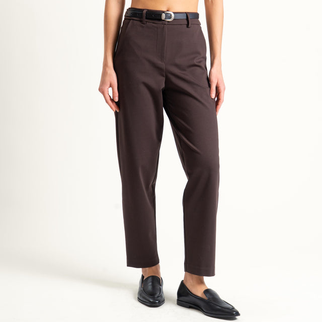 Tensione in-Pantalone punto milano con cintura - moro