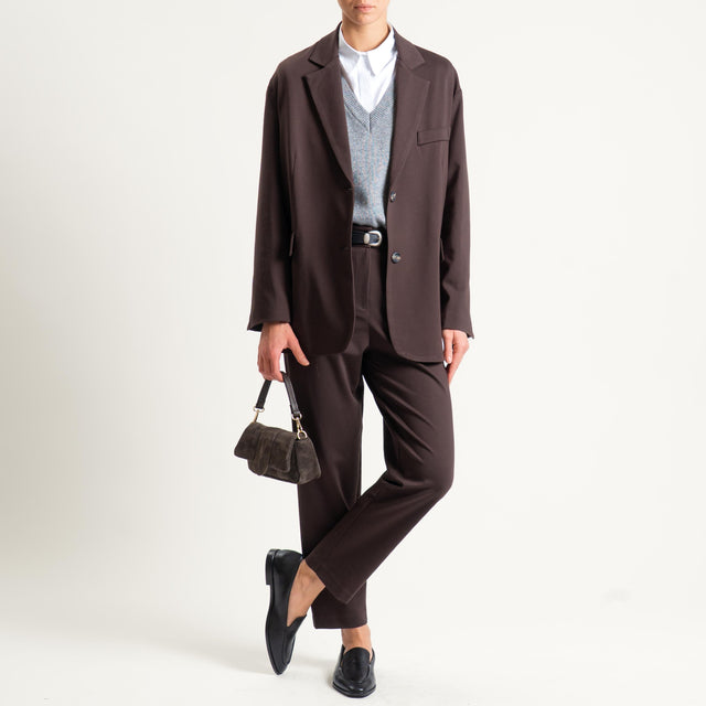 Tensione in-Pantalone punto milano con cintura - moro