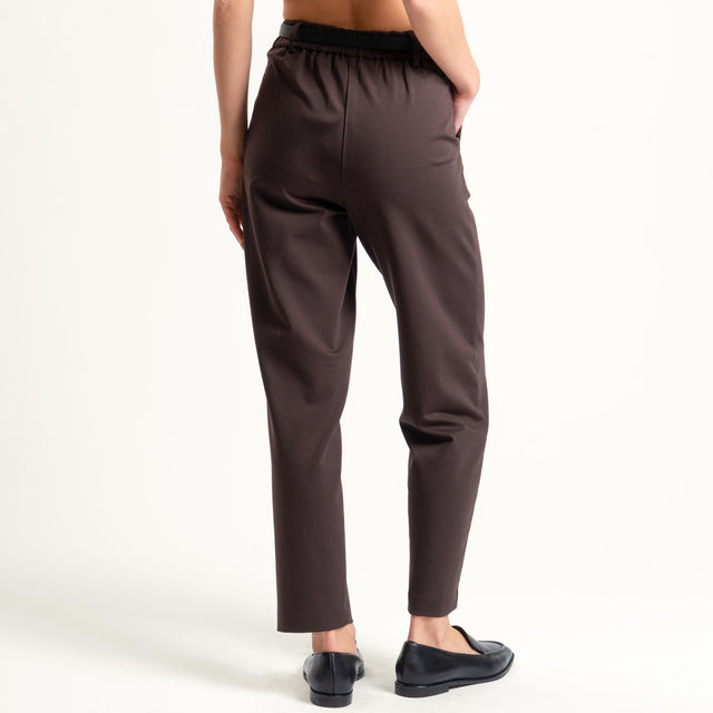 Tensione in-Pantalone punto milano con cintura - moro