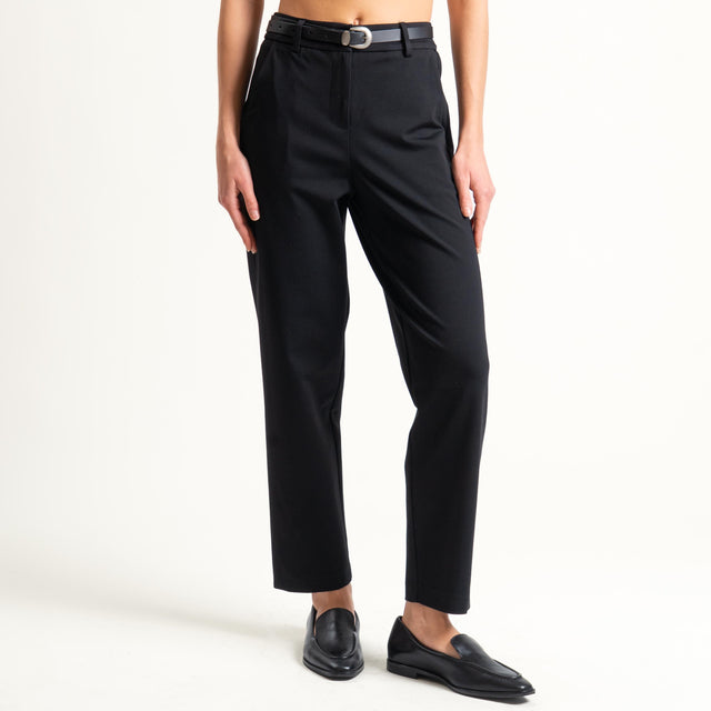 Tensione in-Pantalone punto milano con cintura - nero