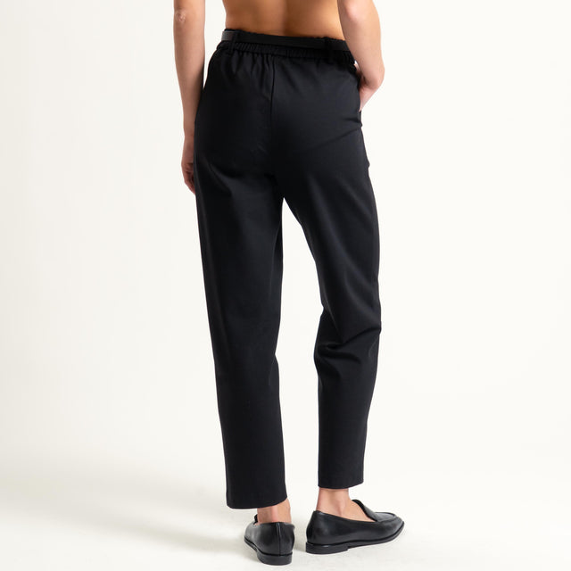 Tensione in-Pantalone punto milano con cintura - nero