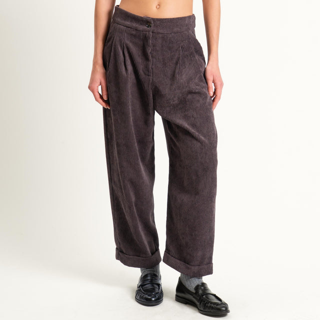 Tensione in-Pantalone velluto 500 righe - moro