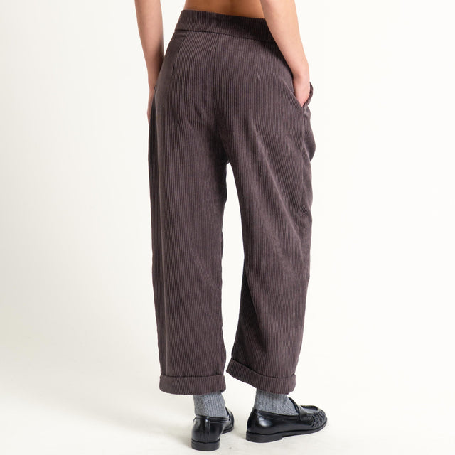 Tensione in-Pantalone velluto 500 righe - moro