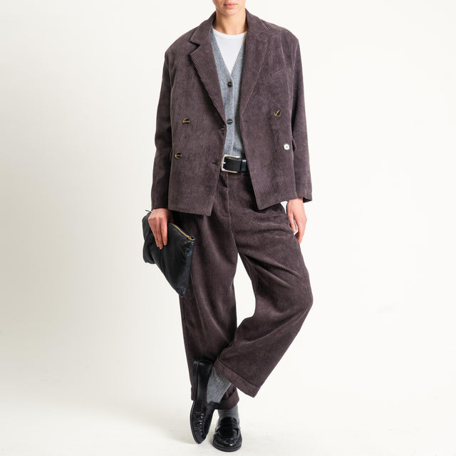 Tensione in-Pantalone velluto 500 righe - moro