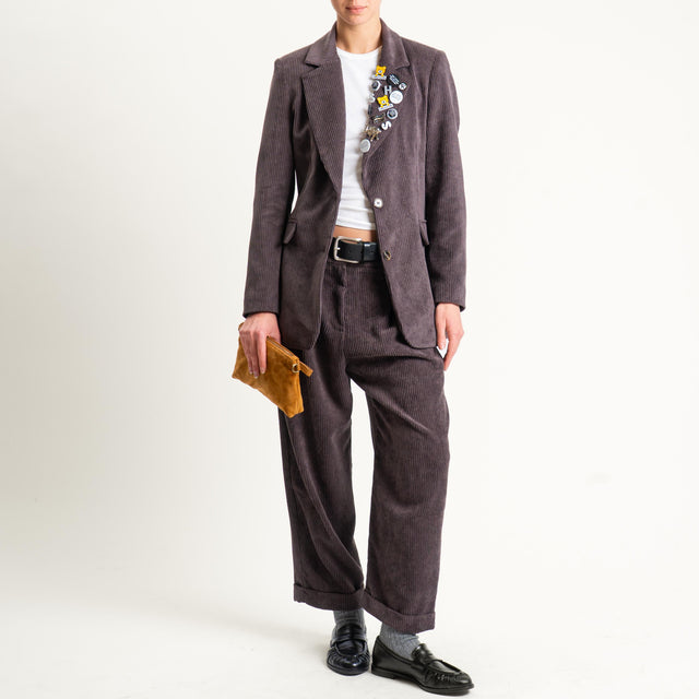 Tensione in-Pantalone velluto 500 righe - moro