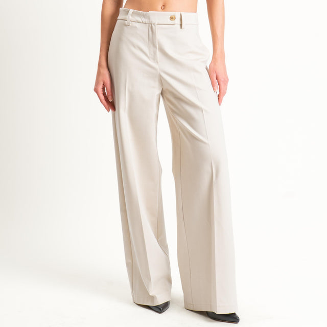 Tensione in-Pantalone wide leg punto milano - panna