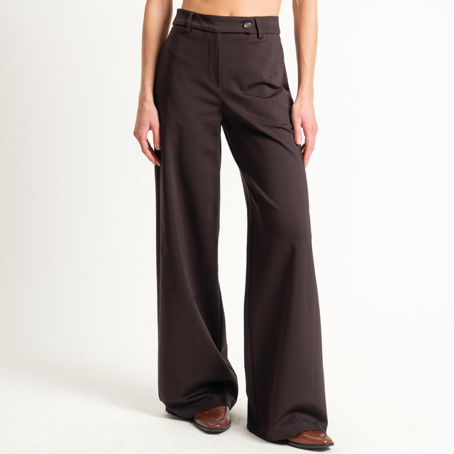 Tensione in-Pantalone wide leg punto milano - moro