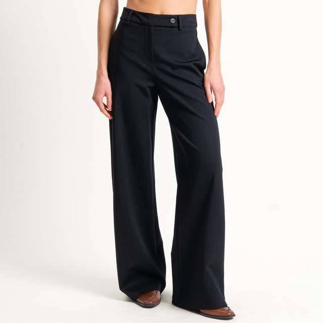 Tensione in-Pantalone wide leg punto milano - nero