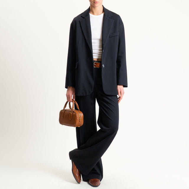 Tensione in-Pantalone wide leg punto milano - nero