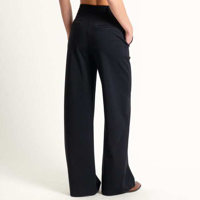 Tensione in-Pantalone wide leg punto milano - nero
