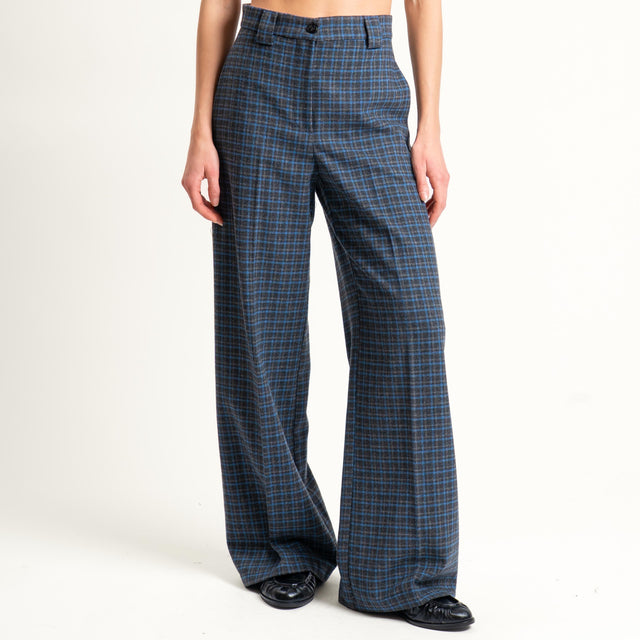 Tensione in- Pantalone quadri - grigio/azzurro