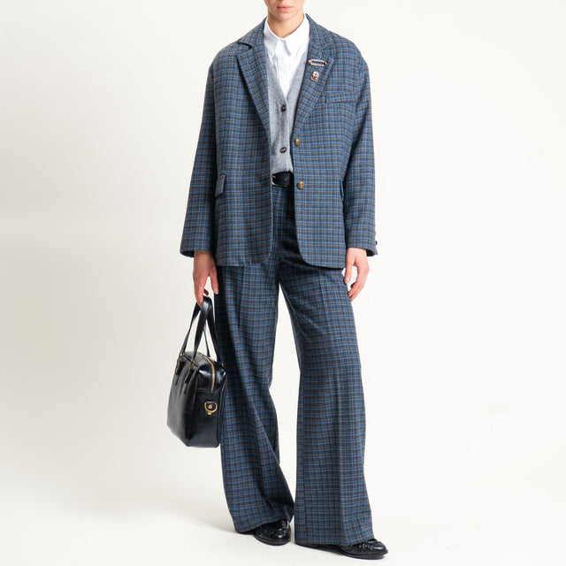 Tensione in- Pantalone quadri - grigio/azzurro