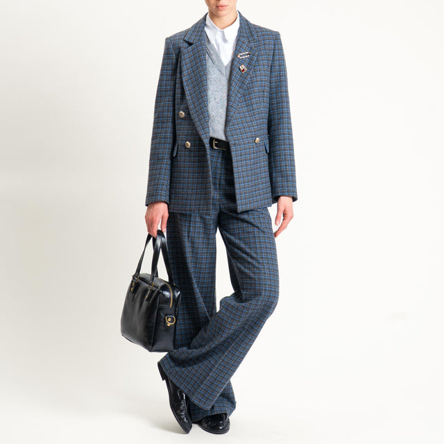 Tensione in- Pantalone quadri - grigio/azzurro