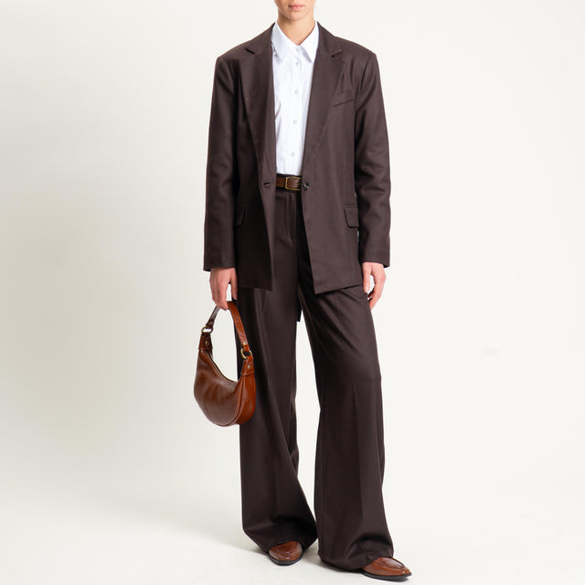 Tensione in-Pantalone flanella elastico dietro - moro