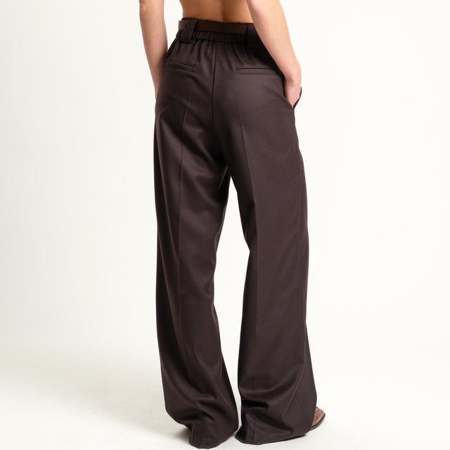 Tensione in-Pantalone flanella elastico dietro - moro