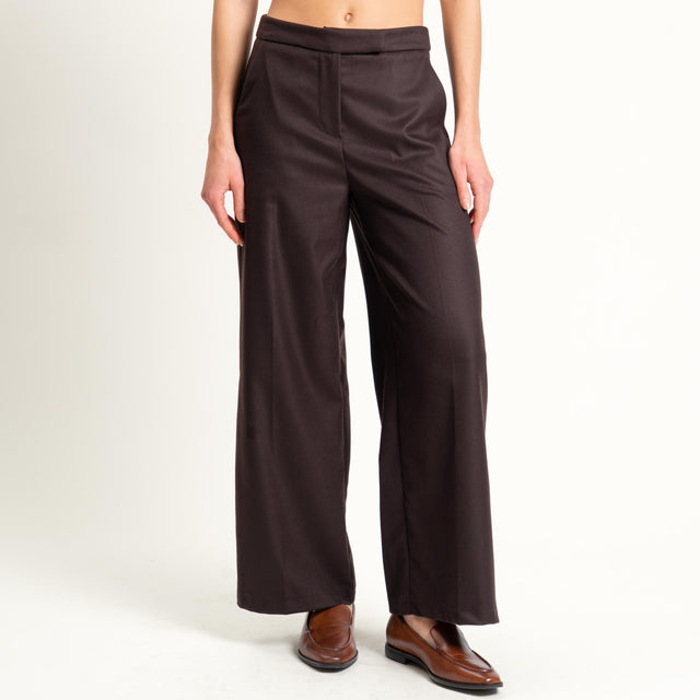 Tensione in-Pantalone flanella in poliviscosa - moro