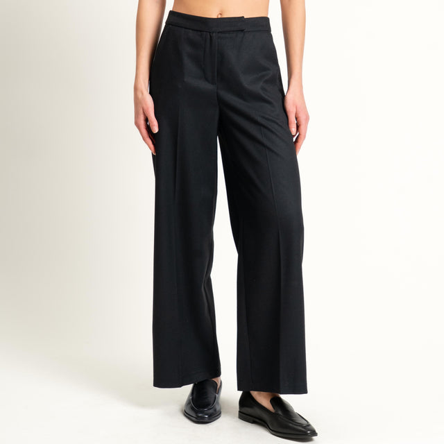 Tensione in-Pantalone flanella in poliviscosa - nero