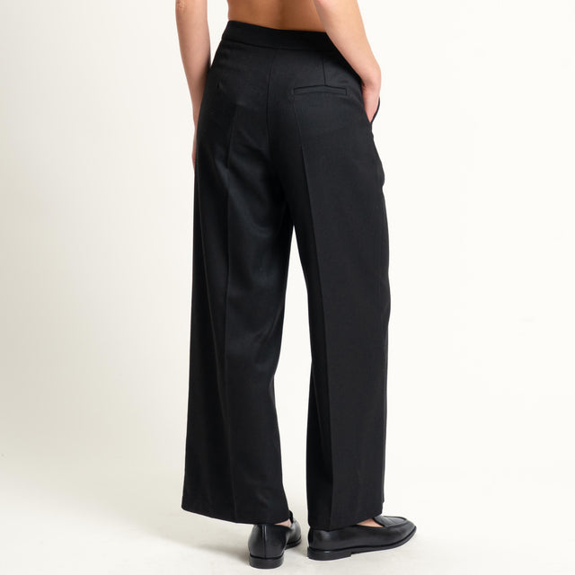 Tensione in-Pantalone flanella in poliviscosa - nero