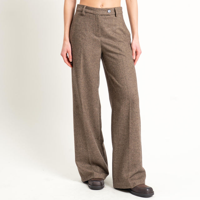 Tensione in-Pantalone misto lana melange - tabacco