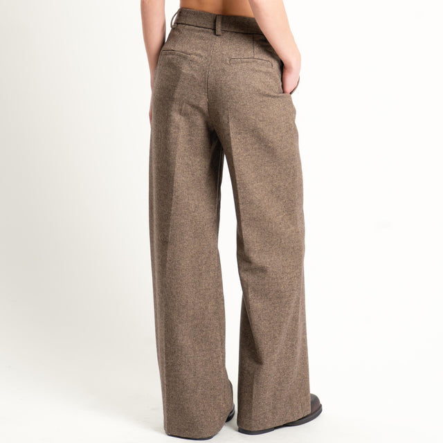Tensione in-Pantalone misto lana melange - tabacco