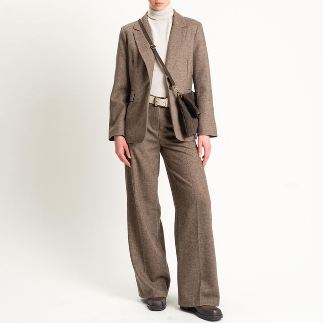 Tensione in-Pantalone misto lana melange - tabacco