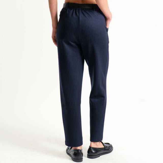 Tensione in-Pantalone straight punto milano gessato - blu