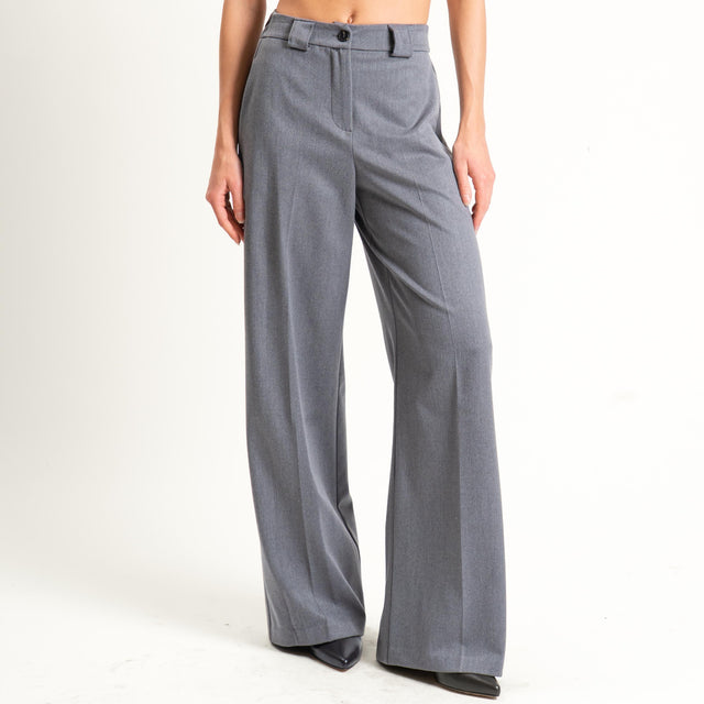 Tensione in-Pantalone flanella elastico dietro - grigio