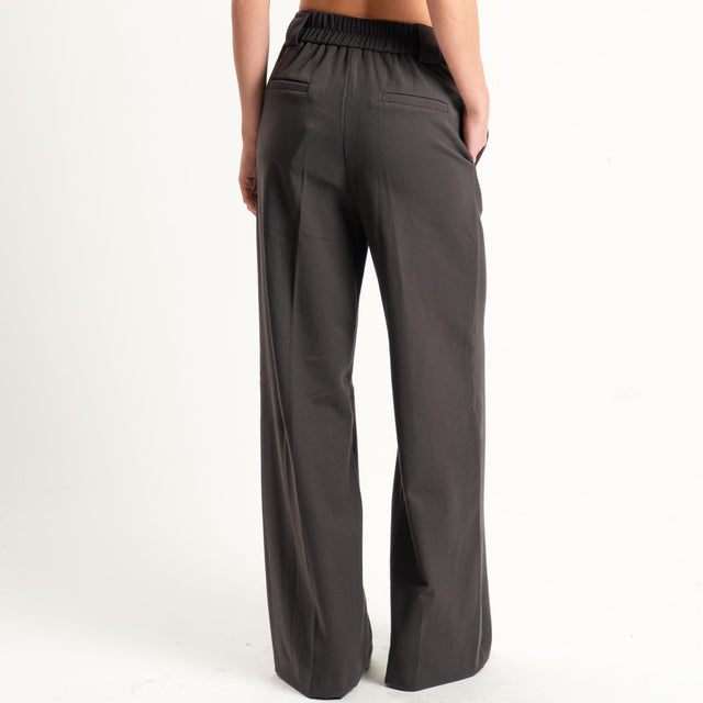 Tensione in-Pantalone flanella elastico dietro straight fit - moro