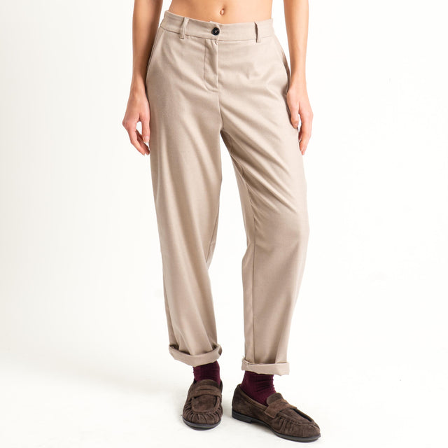 Tensione in-Pantalone flanella carrot fit elastico - cacha