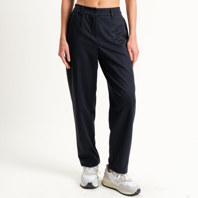 Tensione in-Pantalone flanella carrot fit elastico - nero
