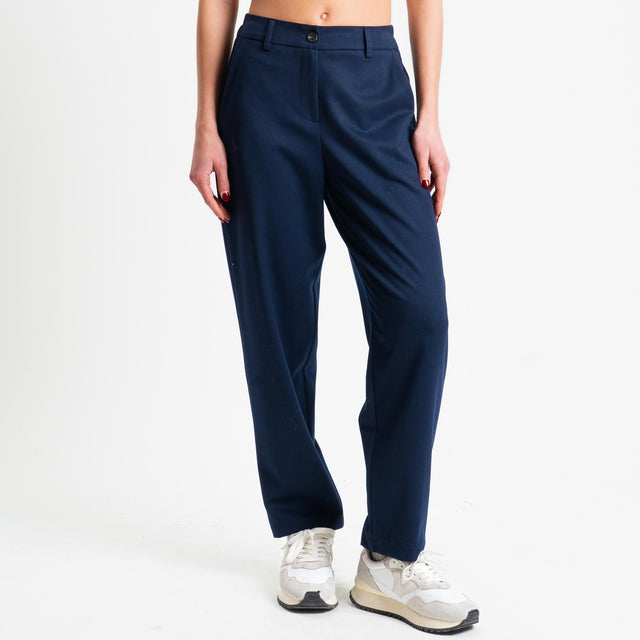 Tensione in-Pantalone flanella carrot fit elastico - blu