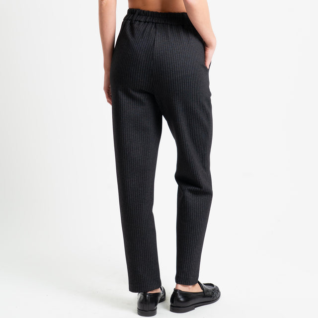 Tensione in-Pantalone gessato punto milano elastico dietro - antracite/grigio