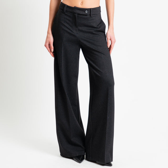 Tensione in-Pantalone gessato punto milano wide leg - antracite/grigio