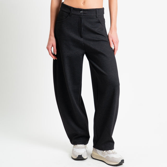 Tensione in-Pantalone gessato punto milano baloon - antracite/grigio