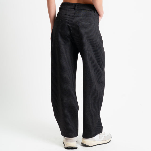 Tensione in-Pantalone gessato punto milano baloon - antracite/grigio