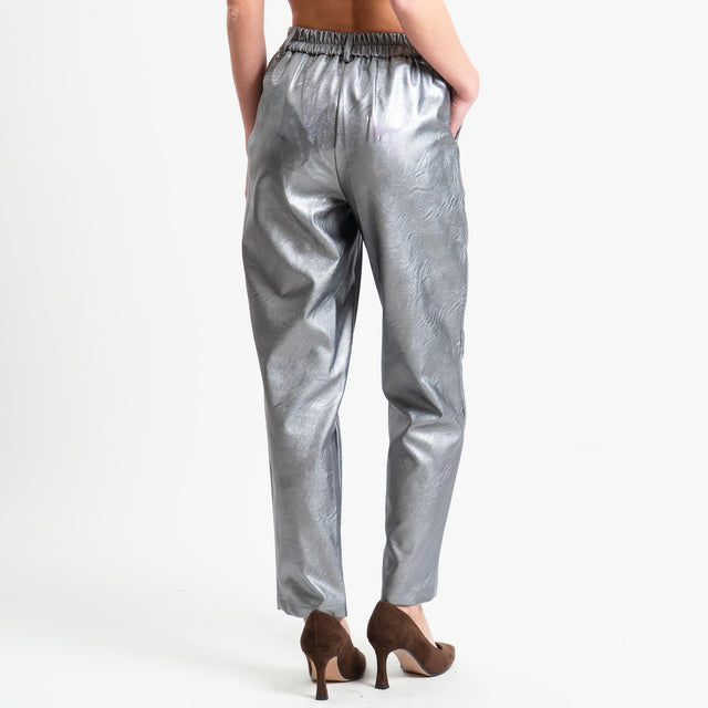 Tensione in-Pantalone similpelle elastico dietro - laminato piombo