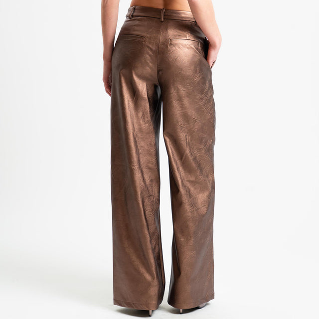 Tensione in-Pantalone wide leg similpelle - laminato moro