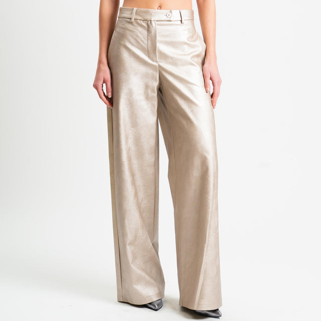 Tensione in-Pantalone wide leg similpelle - laminato oro