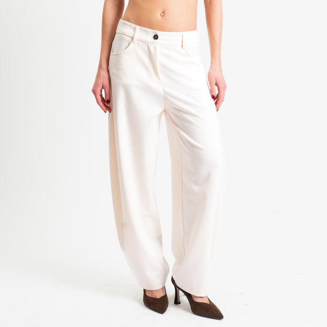 Tensione in-Pantalone barrel in flanella - panna