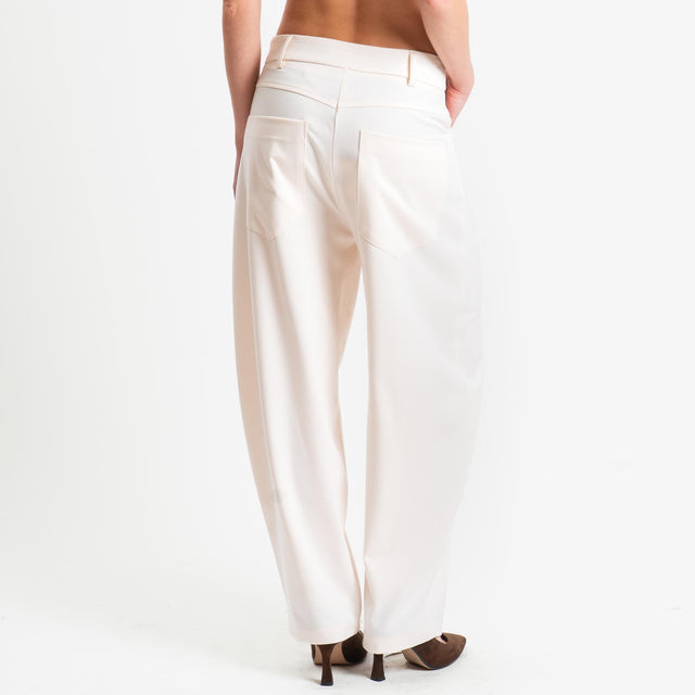 Tensione in-Pantalone barrel in flanella - panna