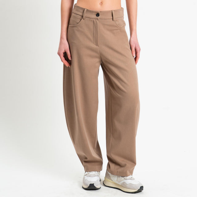Tensione in-Pantalone barrel in flanella - camel