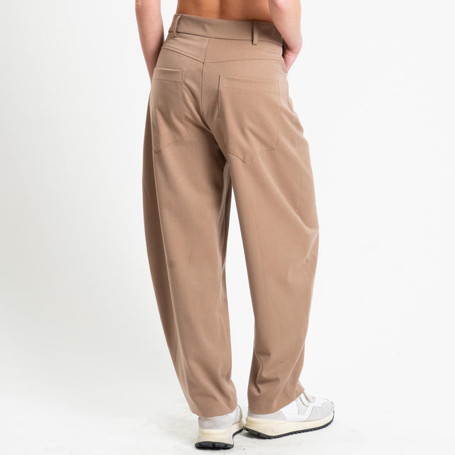 Tensione in-Pantalone barrel in flanella - camel