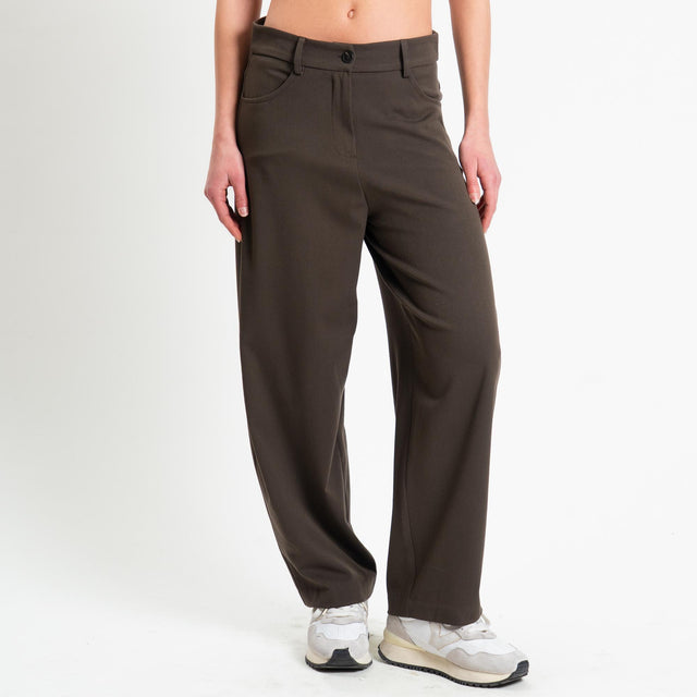 Tensione in-Pantalone barrel in flanella - moro