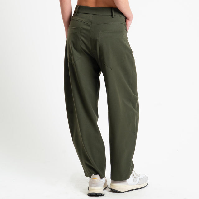 Tensione in-Pantalone barrel in flanella - militare