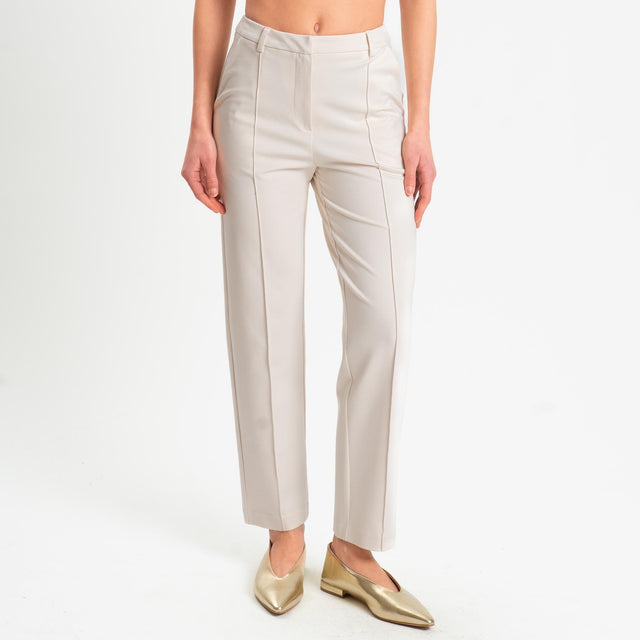 Tensione in-Pantalone punto milano slim fit - panna