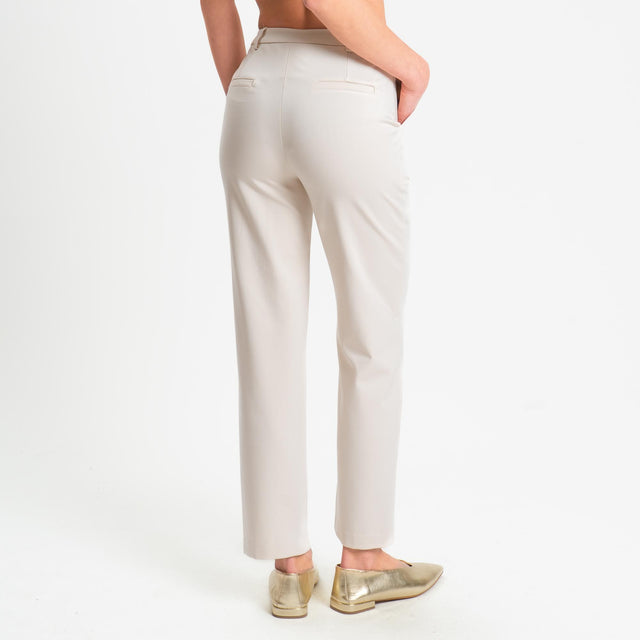Tensione in-Pantalone punto milano slim fit - panna