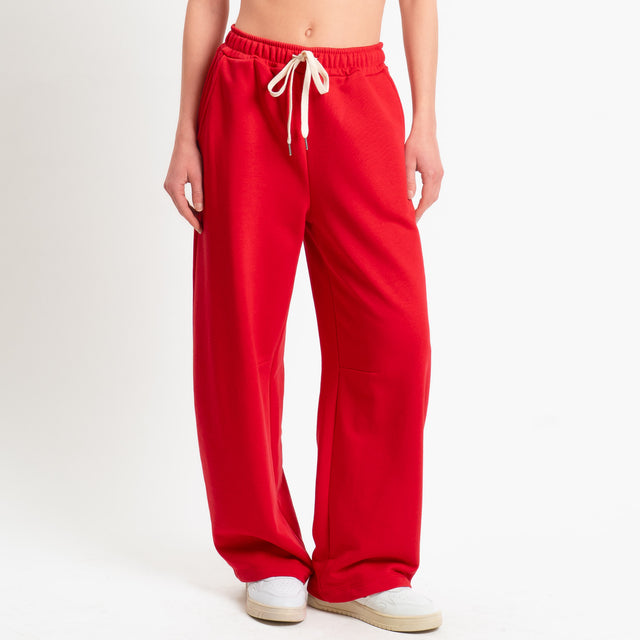 Tensione in-Pantalone in felpa con coulisse - rosso