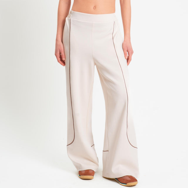 Tensione in-Pantalone felpa wide leg elastico dietro - avorio/moro